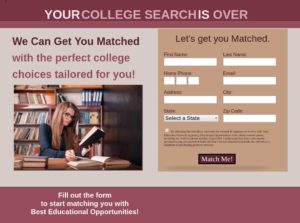 EDU Landing page, college search list, people searching for college, List57